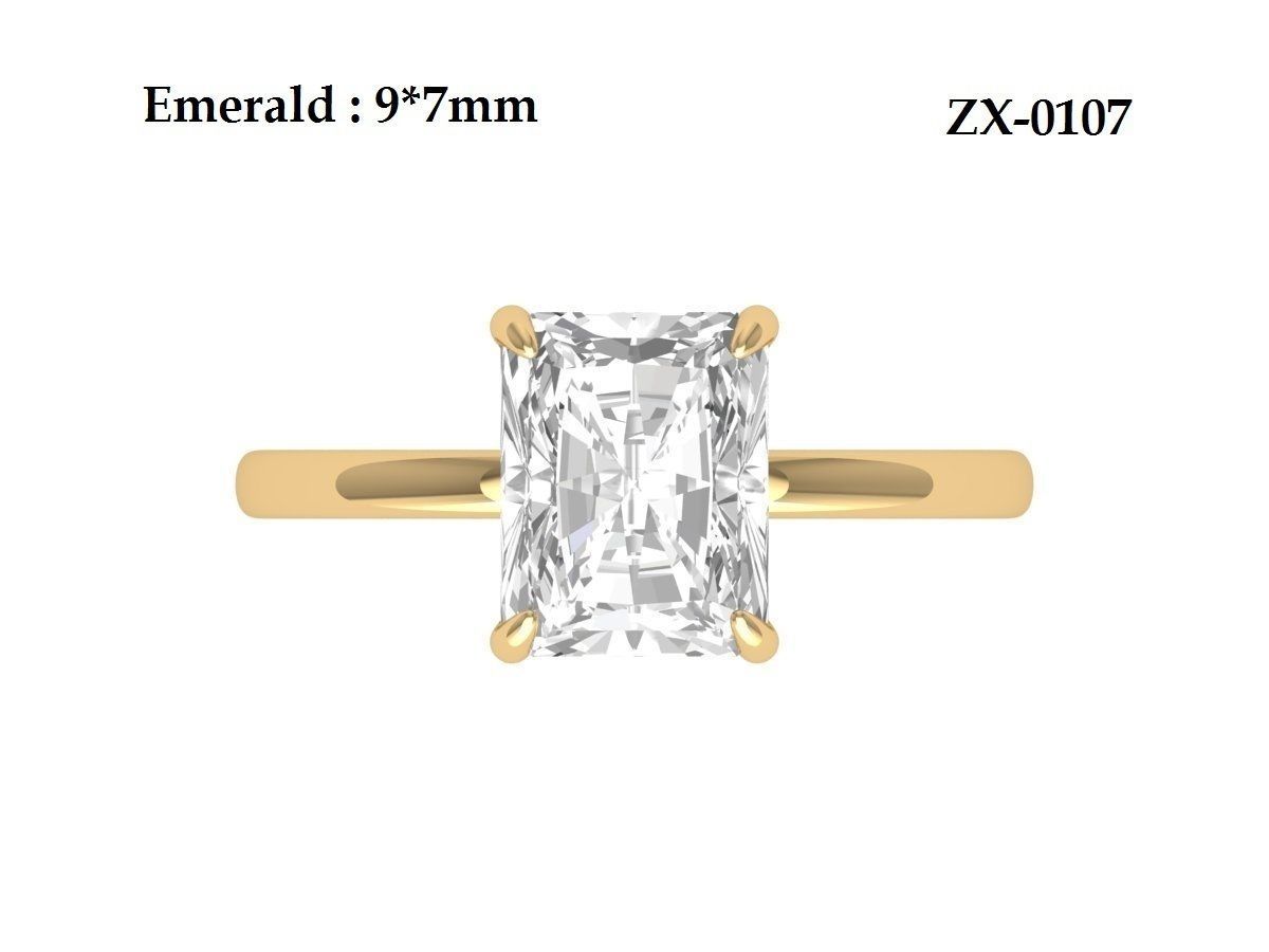 Radiant Solitaire Ring 3D print model_12