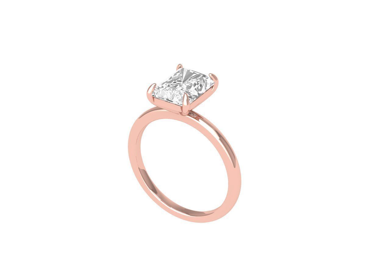 Radiant Solitaire Ring 3D print model_3