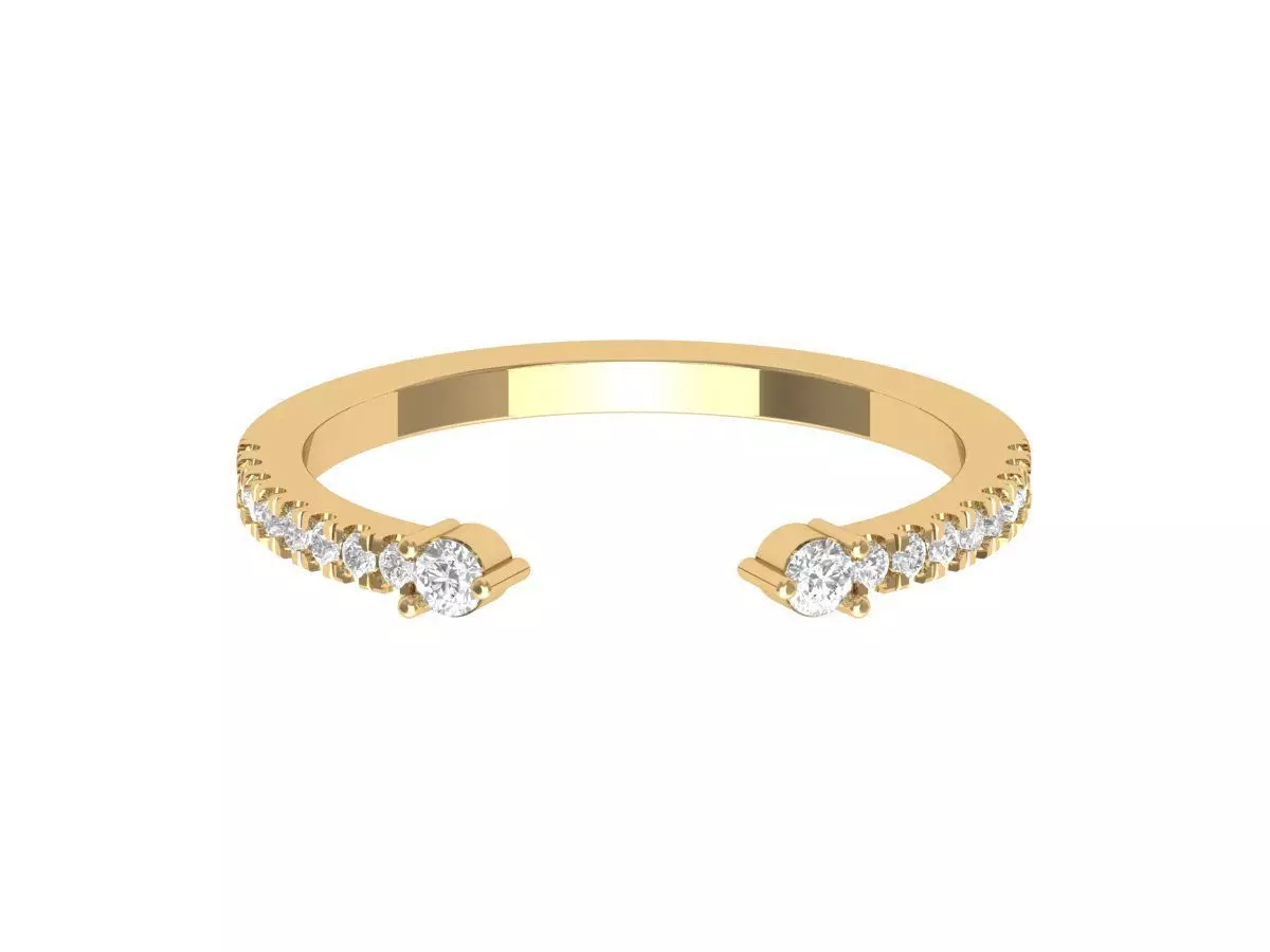 2 Stone Wedding Band 3D print model_0