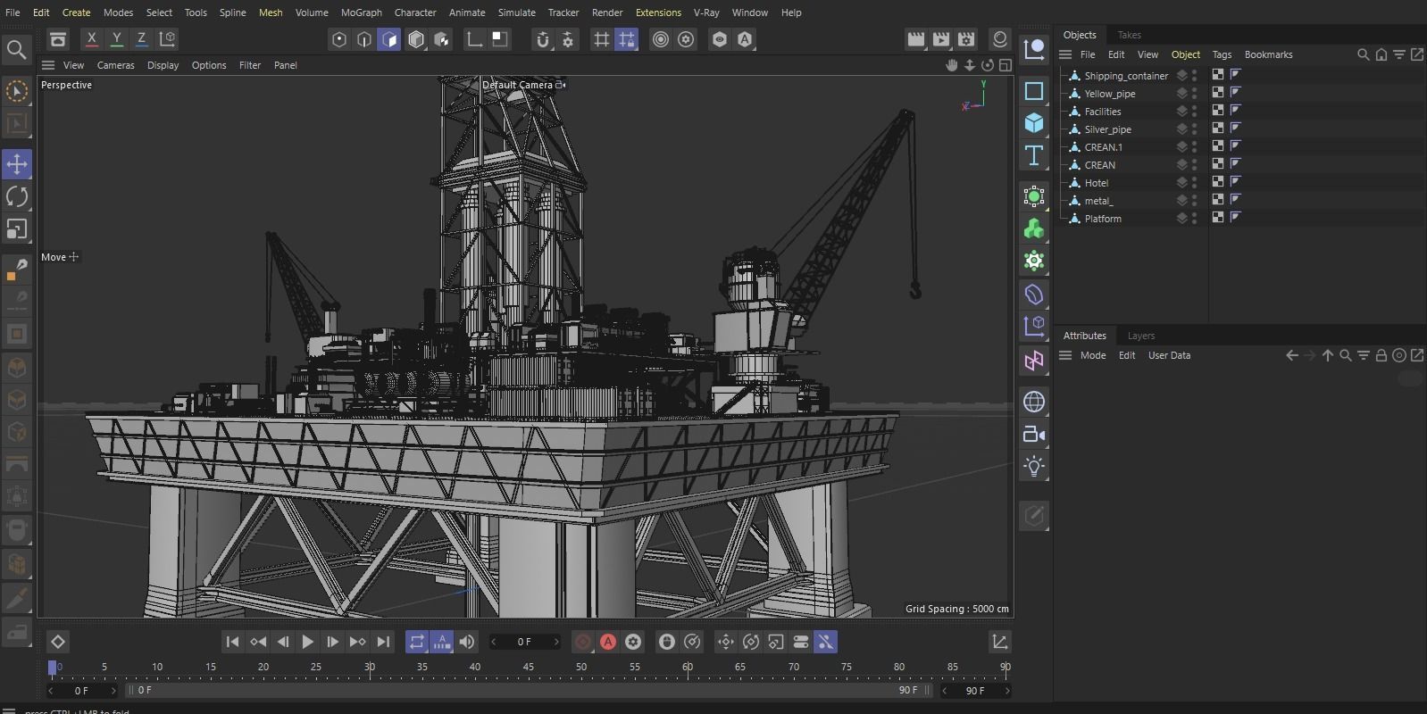 oil platform Low-poly 3D model_9