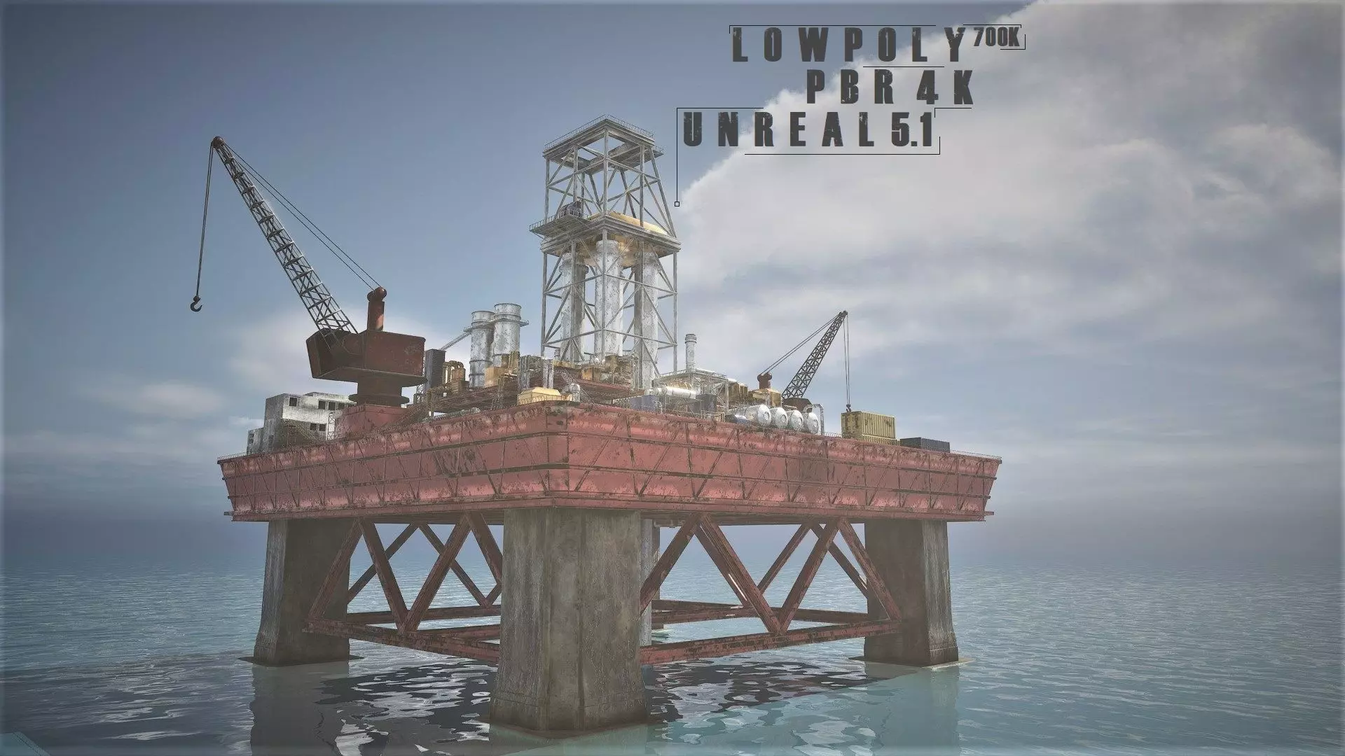 oil platform Low-poly 3D model_0