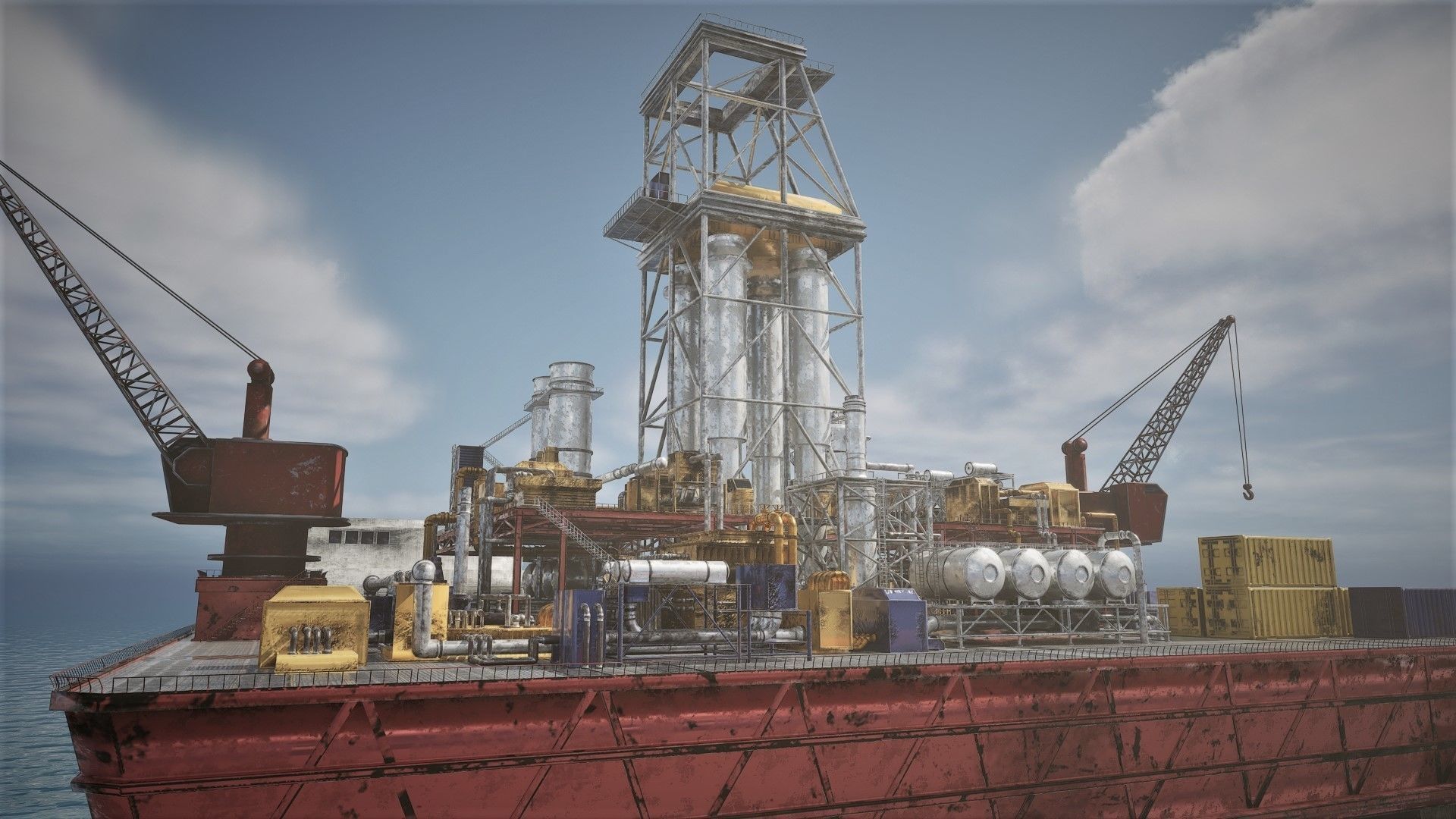 oil platform Low-poly 3D model_3