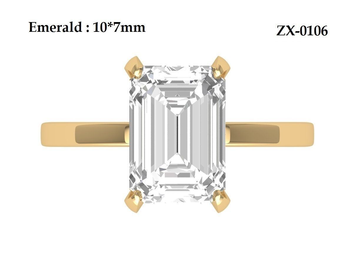 Emerald Solitaire Ring With Hidden Halo 3D print model_12