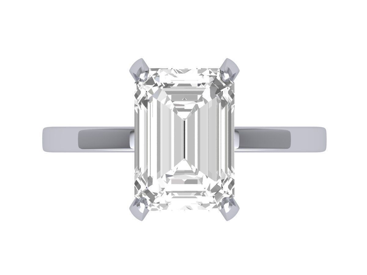 Emerald Solitaire Ring With Hidden Halo 3D print model_2