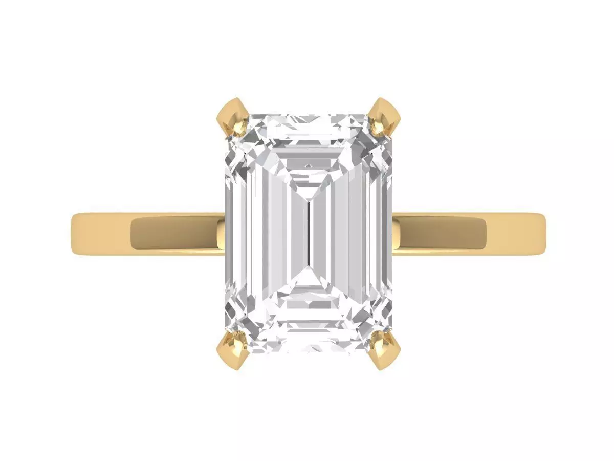 Emerald Solitaire Ring With Hidden Halo 3D print model_0