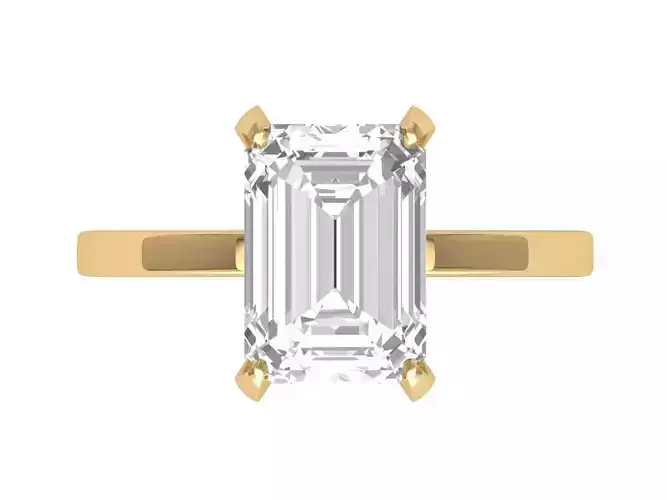 Emerald Solitaire Ring With Hidden Halo 3D print model