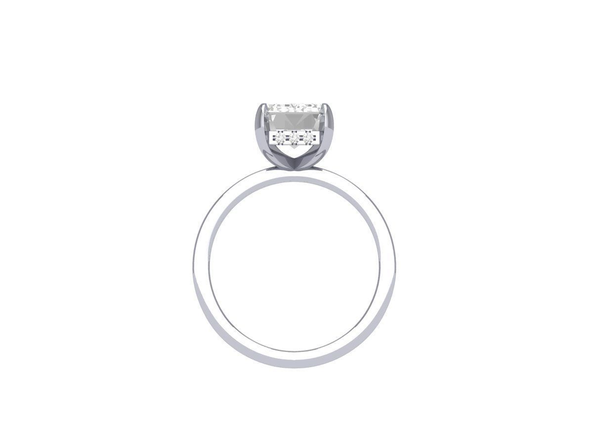 Emerald Solitaire Ring With Hidden Halo 3D print model_10