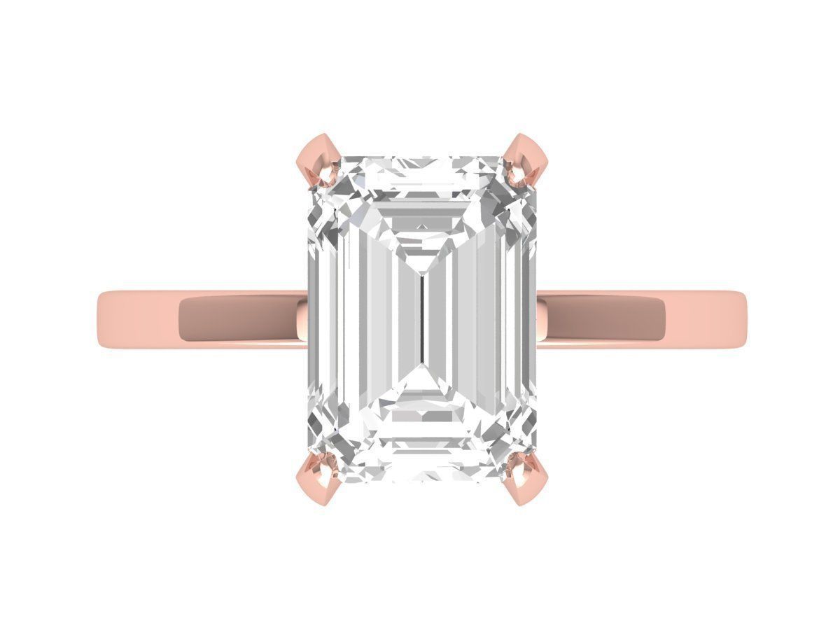 Emerald Solitaire Ring With Hidden Halo 3D print model_1