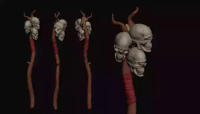 Staff with skull 3D print model
