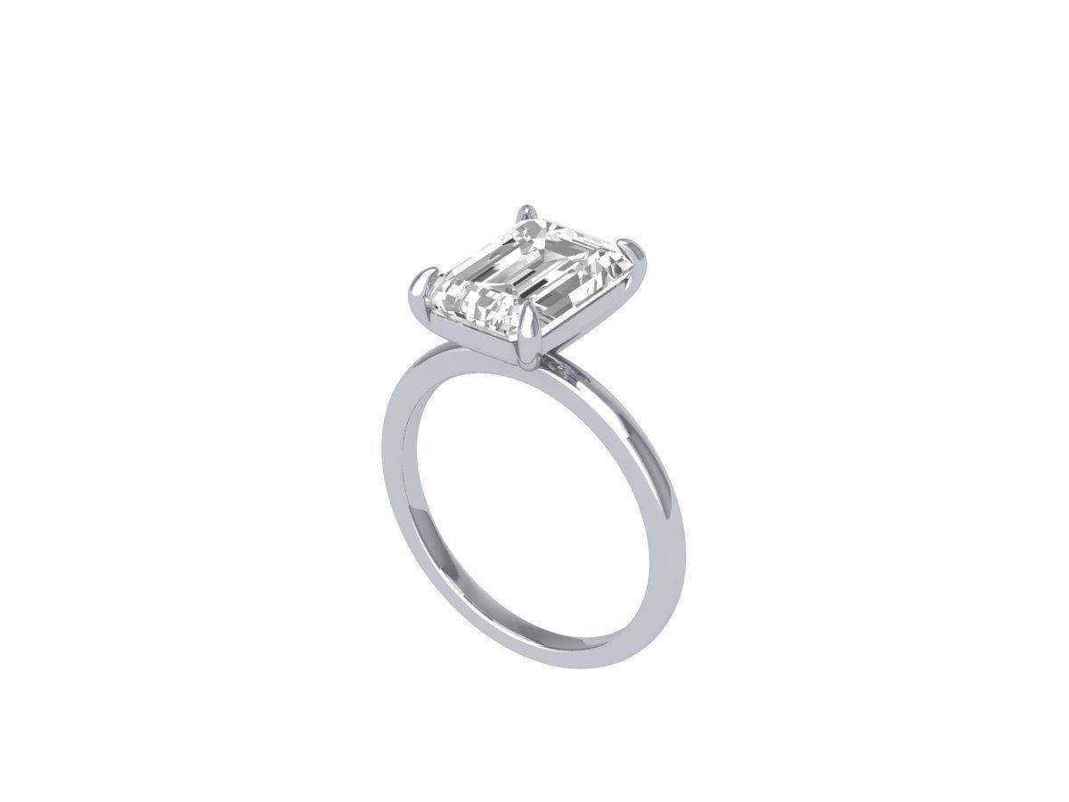 Emerald Solitaire Ring 3D print model_4