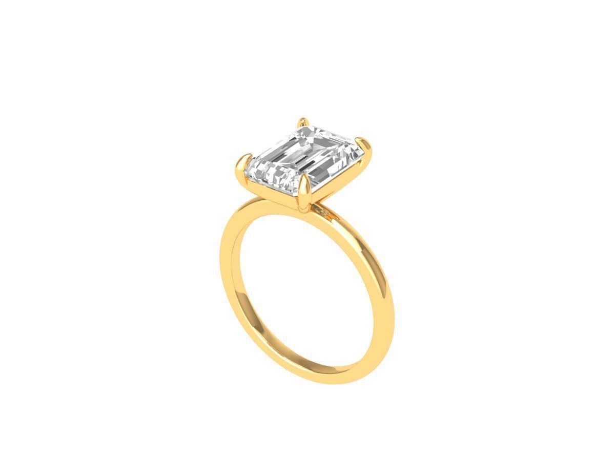 Emerald Solitaire Ring 3D print model_5
