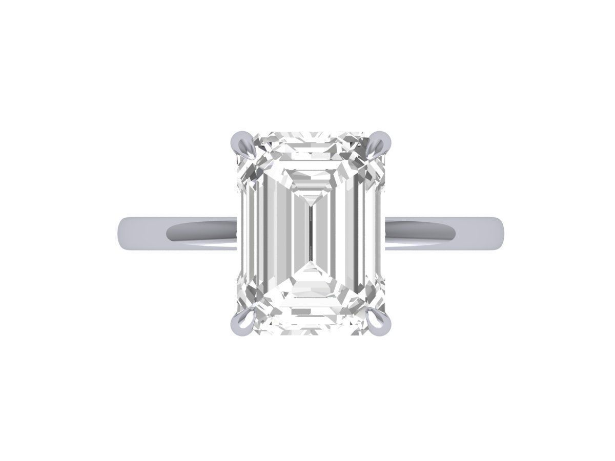 Emerald Solitaire Ring 3D print model_2