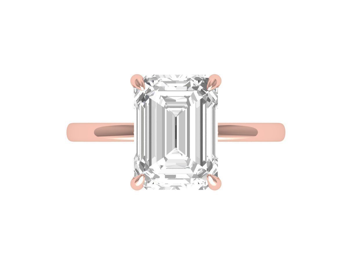 Emerald Solitaire Ring 3D print model_1