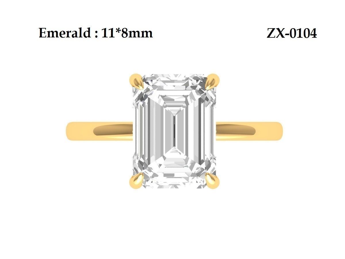 Emerald Solitaire Ring 3D print model_12