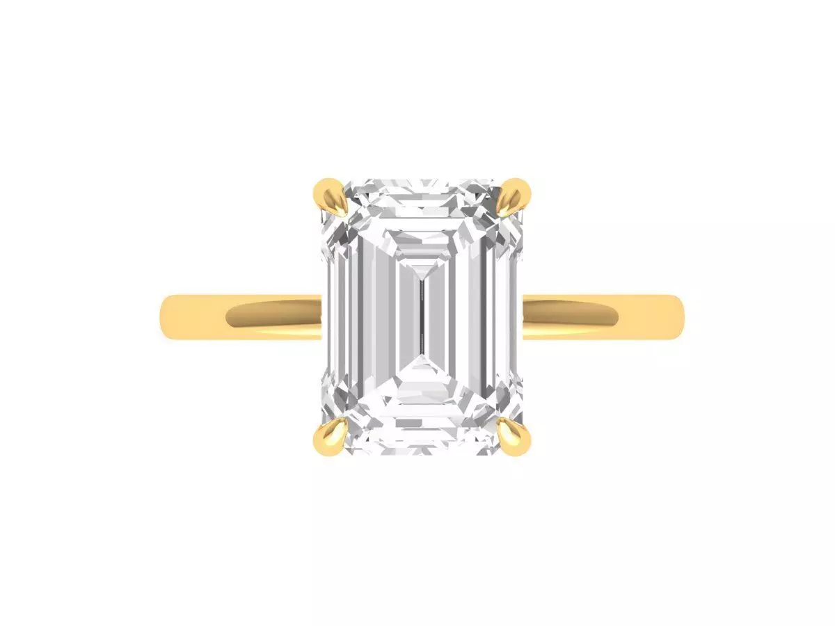 Emerald Solitaire Ring 3D print model_0