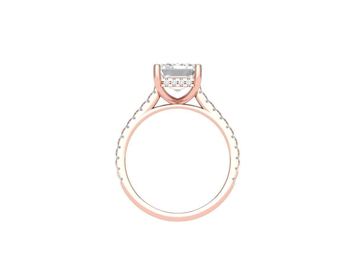 Emerald Solitaire Ring With Hidden Halo Cathedral setting Ring 3D print model_6