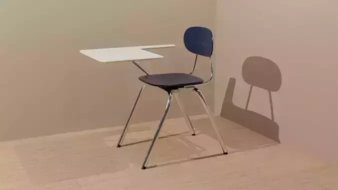 American school desk Free low-poly 3D model