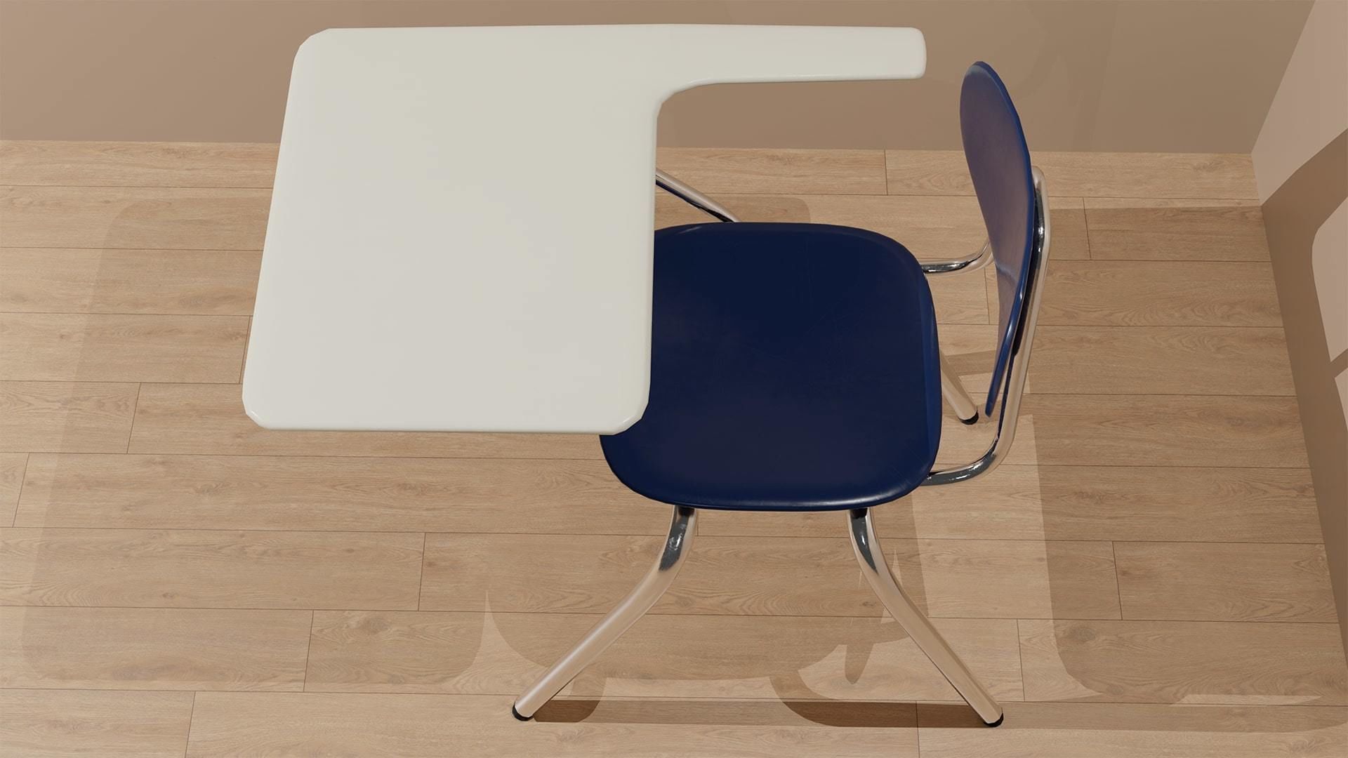 American school desk Free low-poly 3D model_1