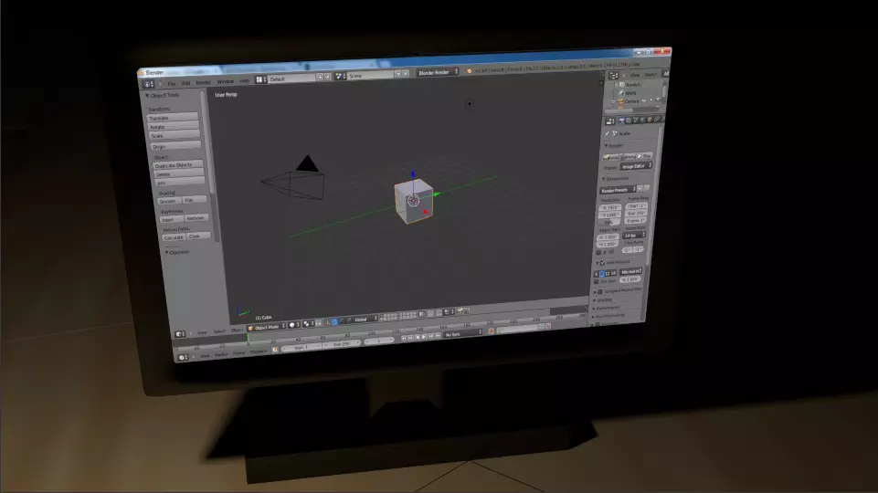 Monitor computer screen with object Low-poly 3D model_0