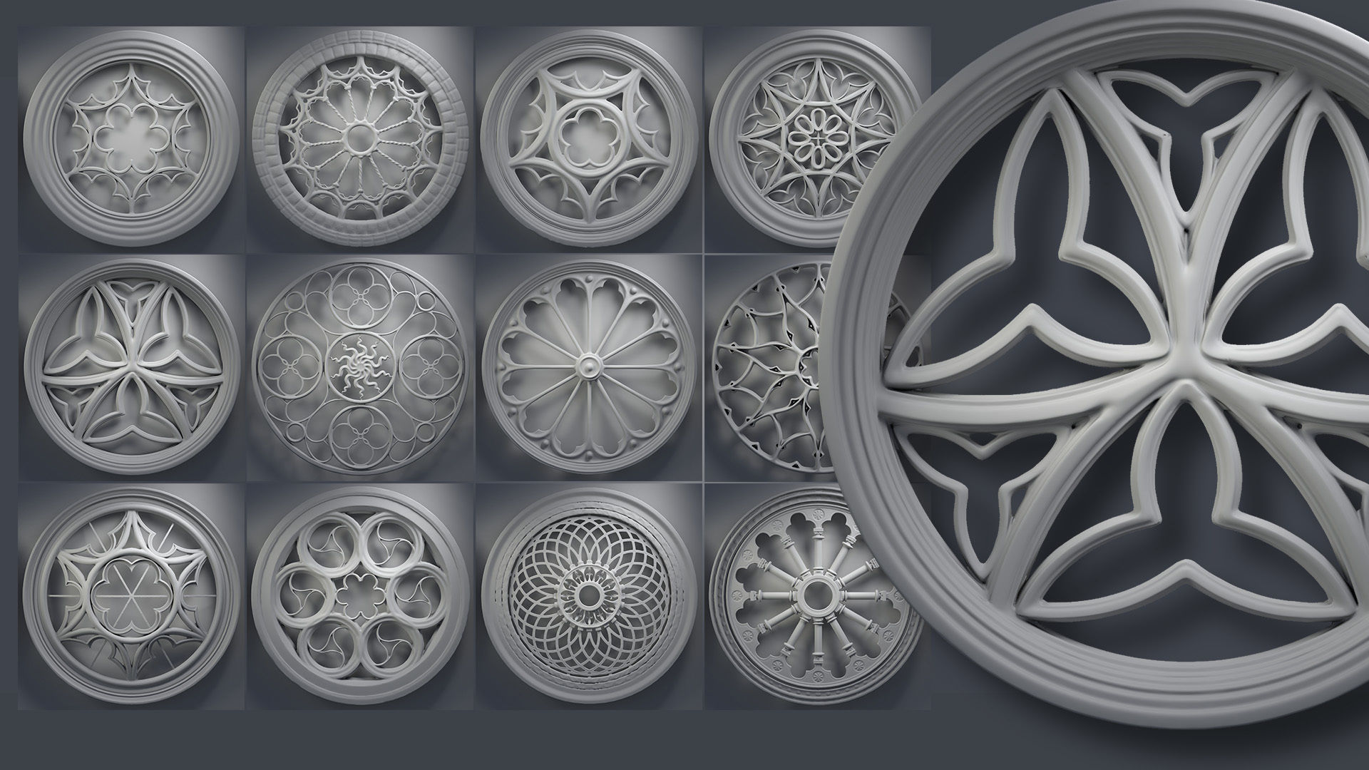 12 Medieval windows pack 01 3D model_1