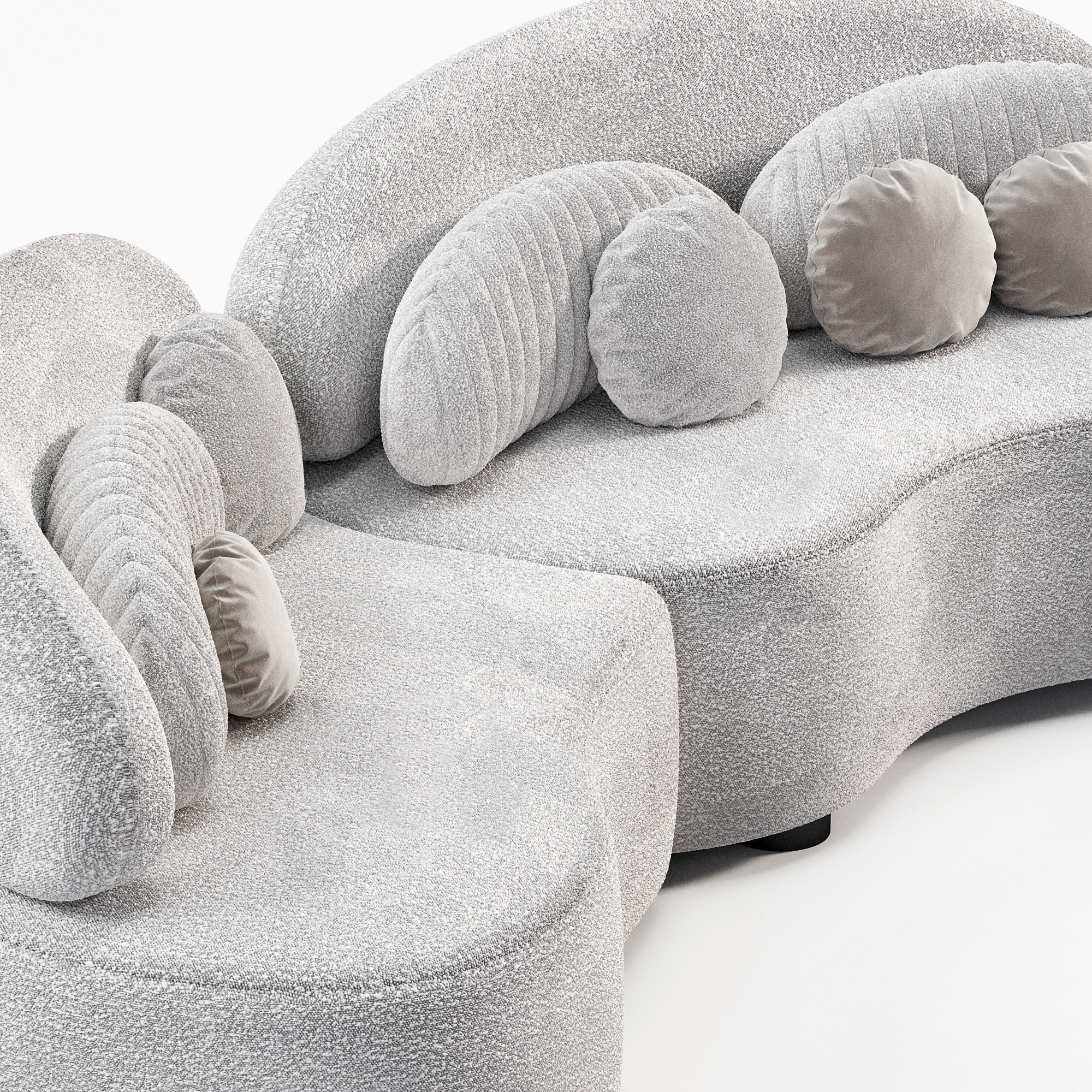 Modern Modular Sofa Velvet 3D model_2