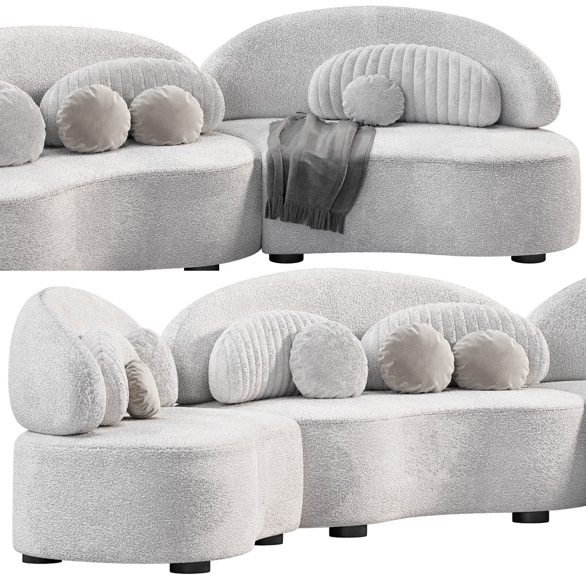 Modern Modular Sofa Velvet 3D model_1