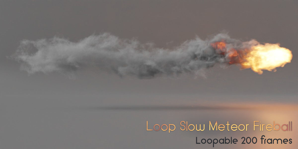 Animated Loop VDB Meteor Fireballs 3D model_3