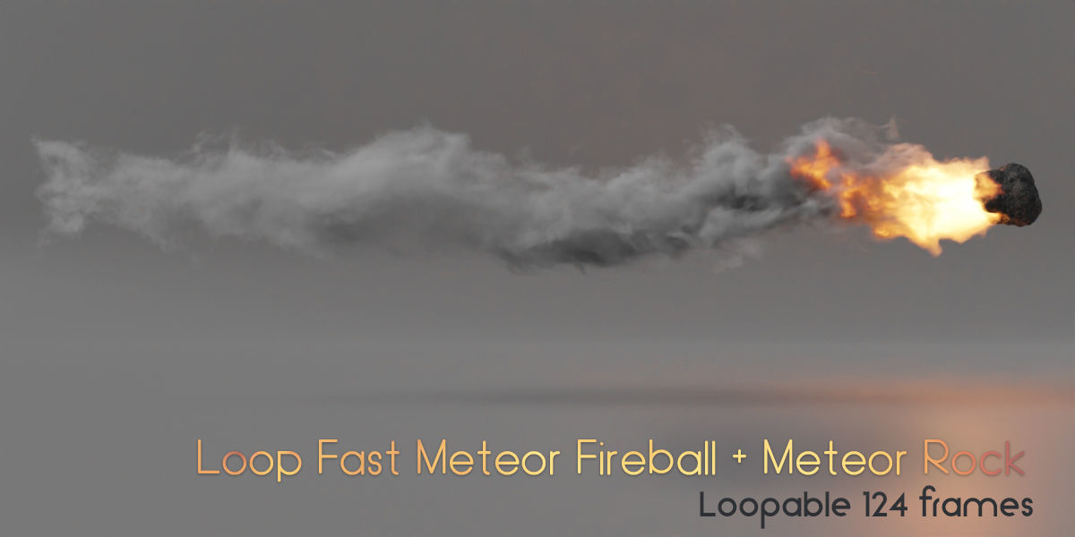 Animated Loop VDB Meteor Fireballs 3D model_4