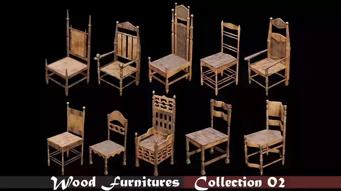 PBR WOOD FURNITURES - Collection 02  - 4K Textures Game Ready