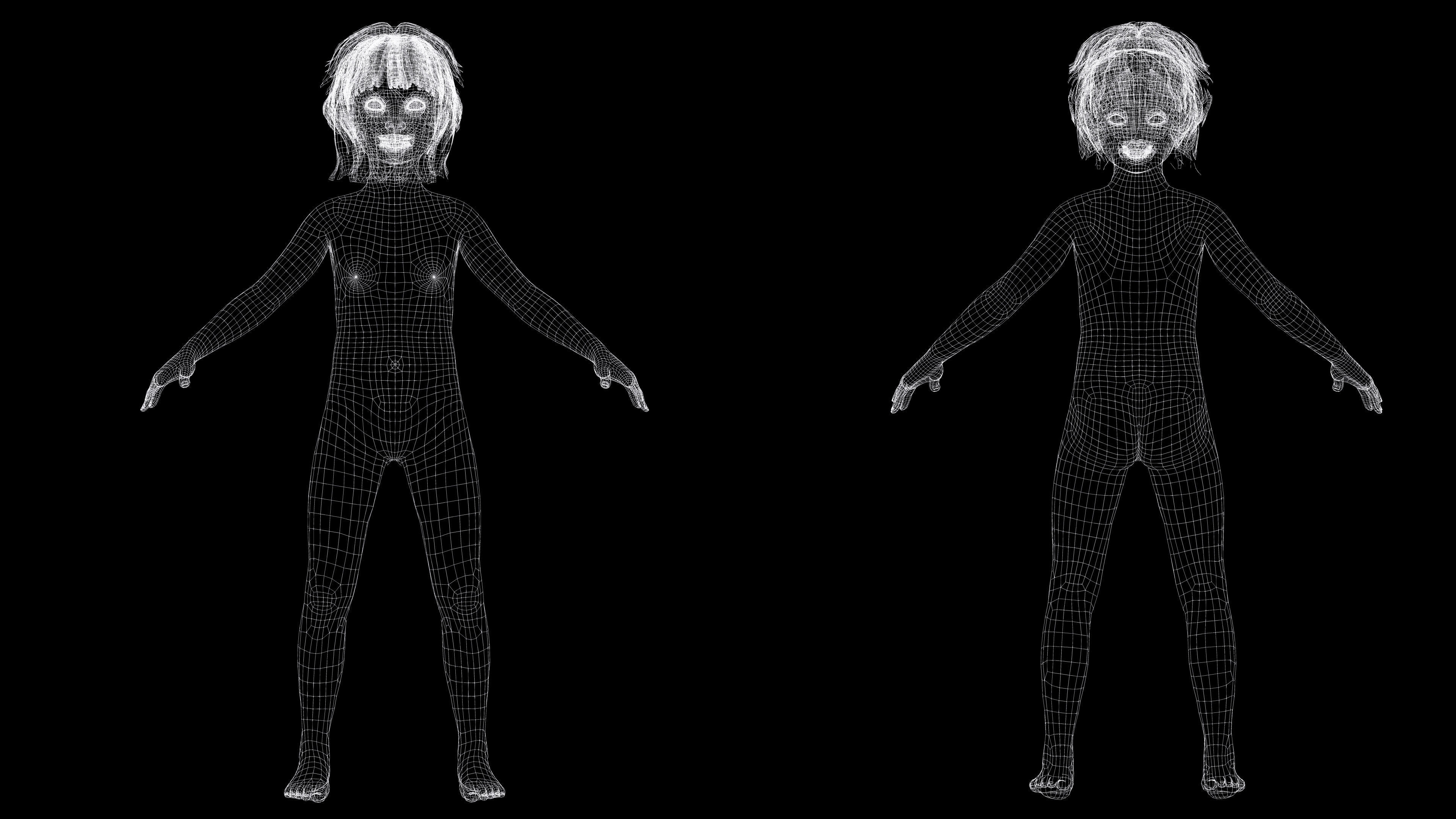 Olivia - Tiny Treasures Cute Child in a Blue Robe Low-poly 3D model_28