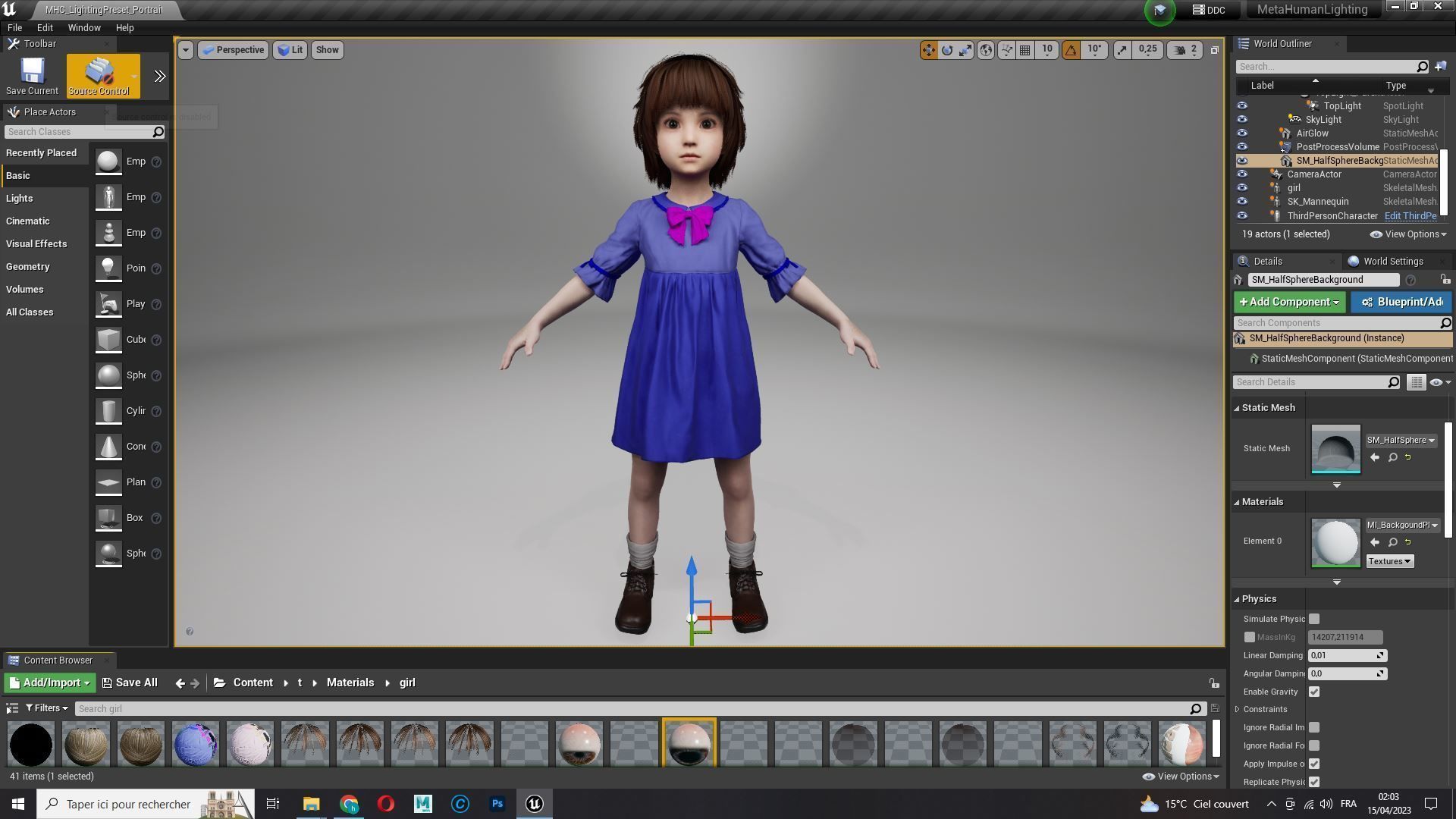 Olivia - Tiny Treasures Cute Child in a Blue Robe Low-poly 3D model_21