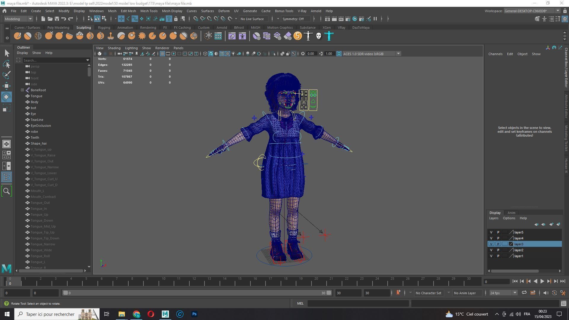 Olivia - Tiny Treasures Cute Child in a Blue Robe Low-poly 3D model_12