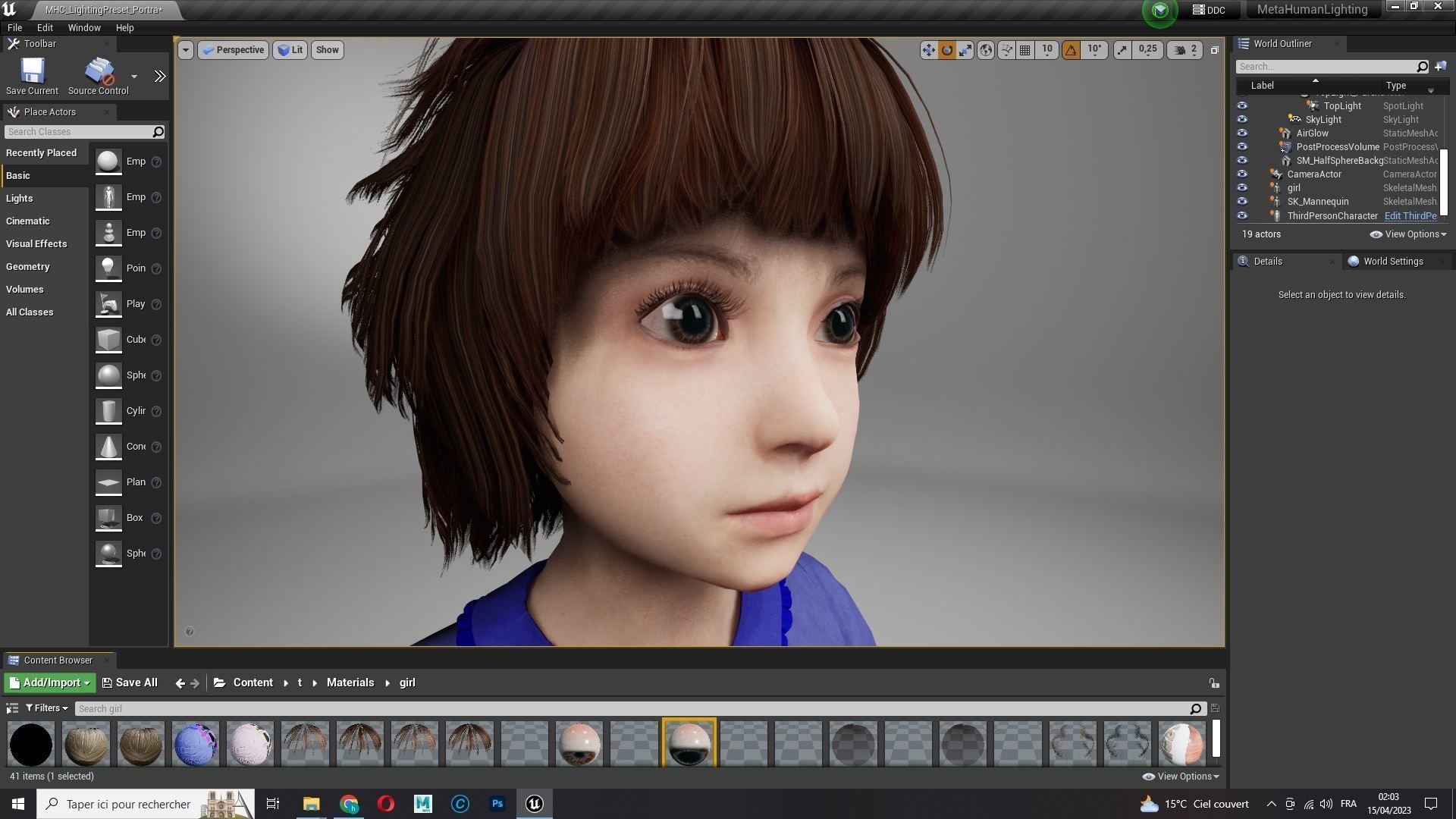 Olivia - Tiny Treasures Cute Child in a Blue Robe Low-poly 3D model_20