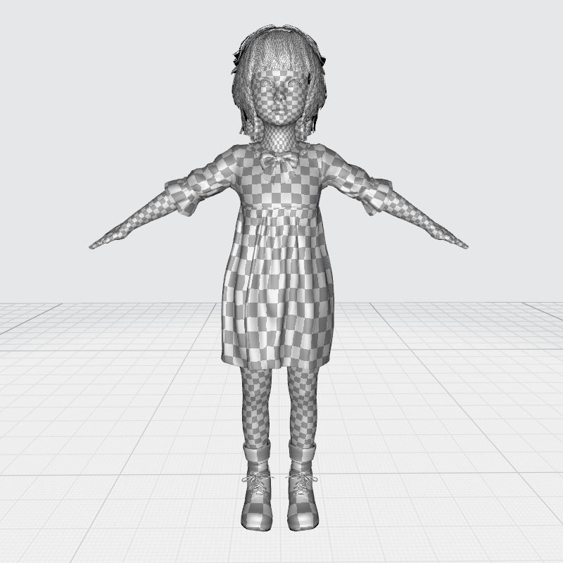 Olivia - Tiny Treasures Cute Child in a Blue Robe Low-poly 3D model_27