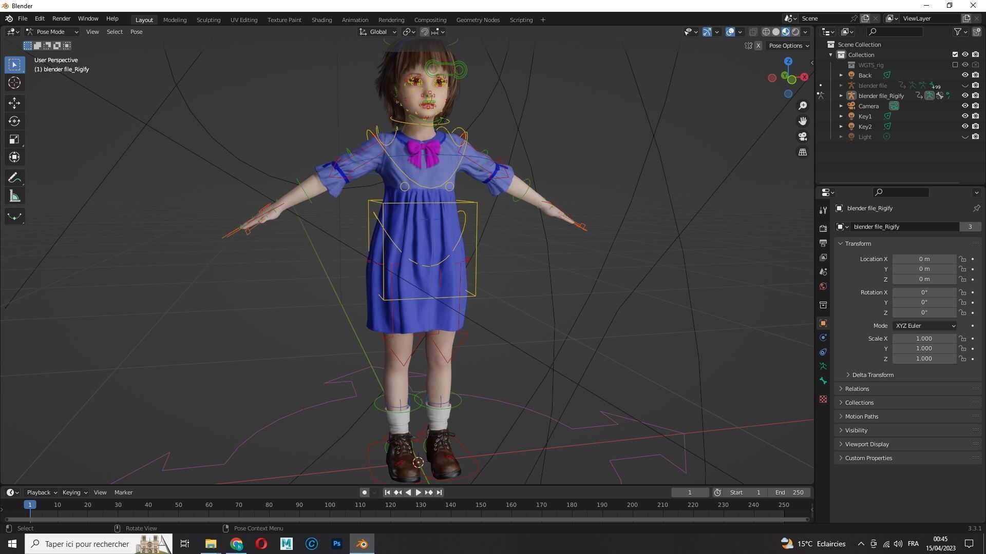 Olivia - Tiny Treasures Cute Child in a Blue Robe Low-poly 3D model_15