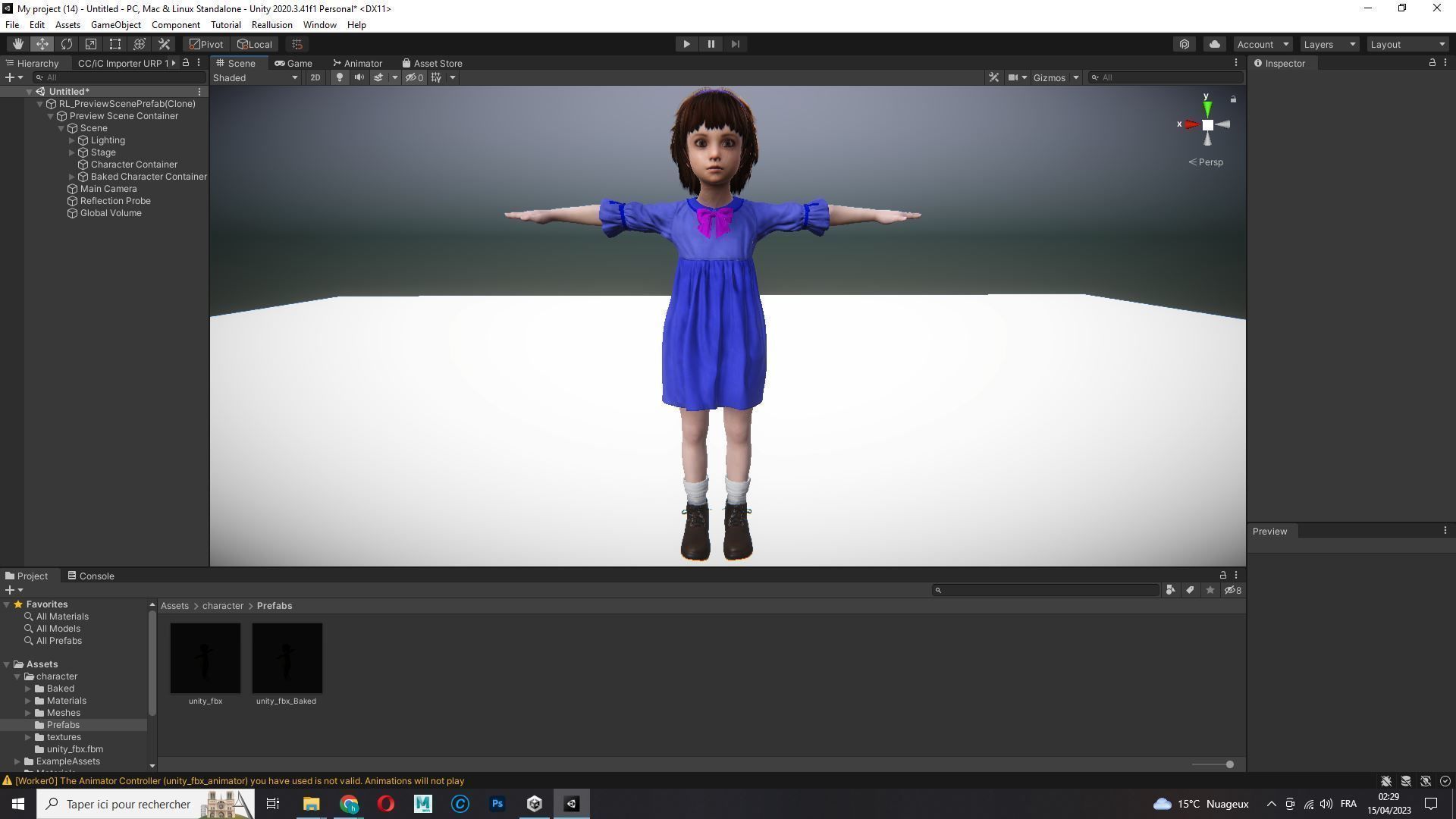 Olivia - Tiny Treasures Cute Child in a Blue Robe Low-poly 3D model_25