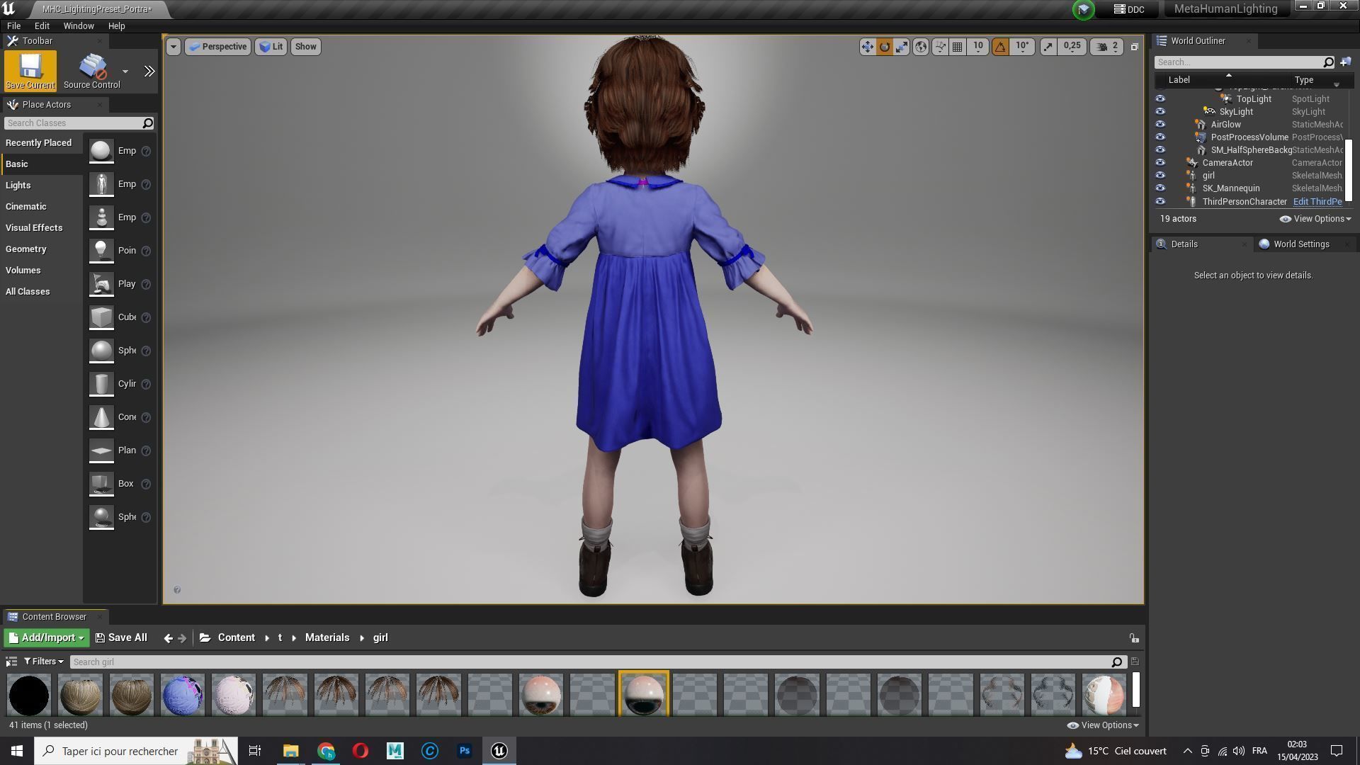 Olivia - Tiny Treasures Cute Child in a Blue Robe Low-poly 3D model_26