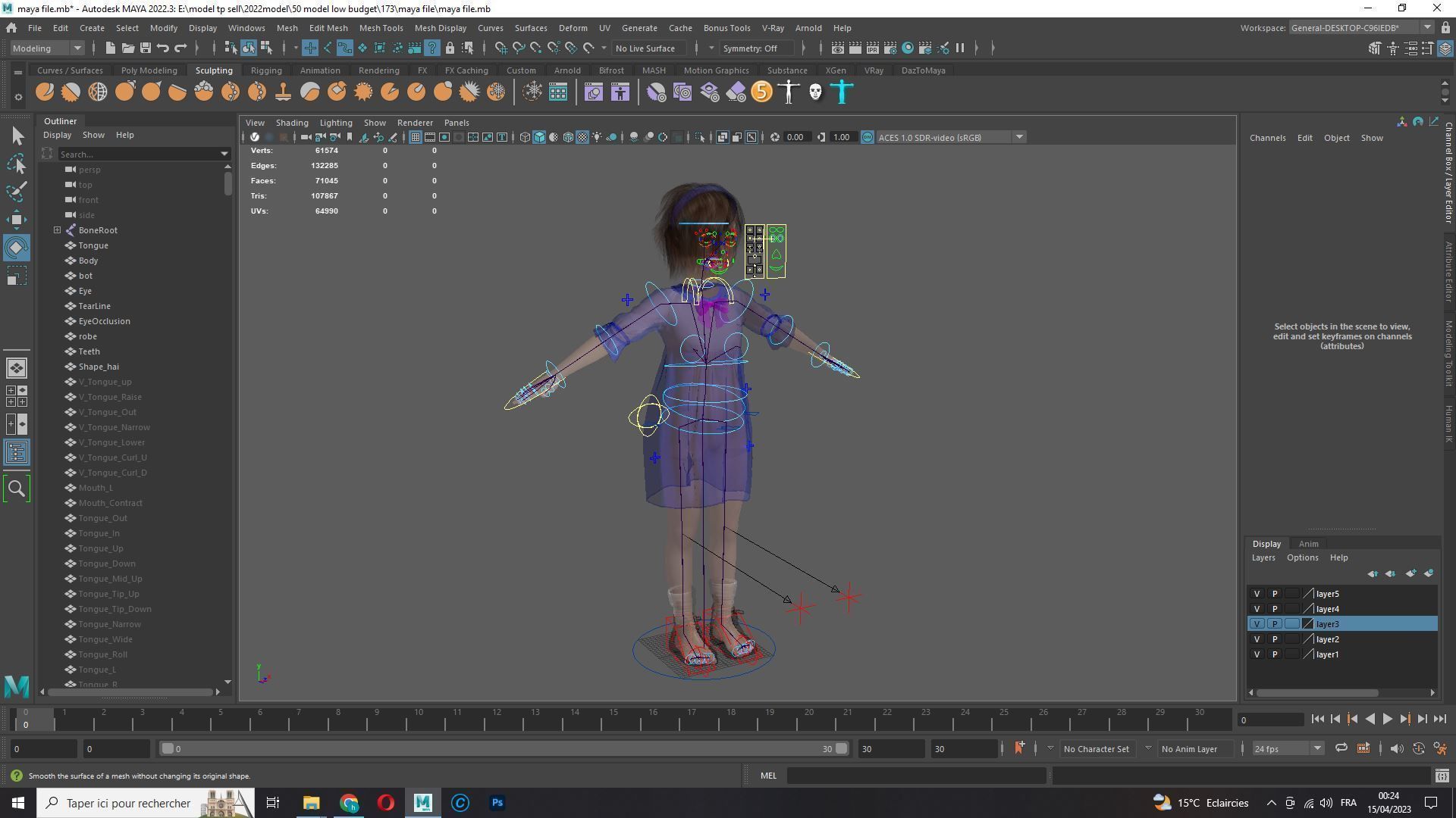 Olivia - Tiny Treasures Cute Child in a Blue Robe Low-poly 3D model_13