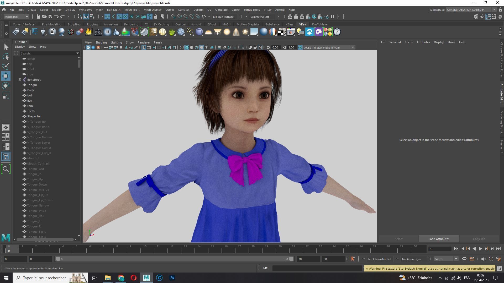 Olivia - Tiny Treasures Cute Child in a Blue Robe Low-poly 3D model_17