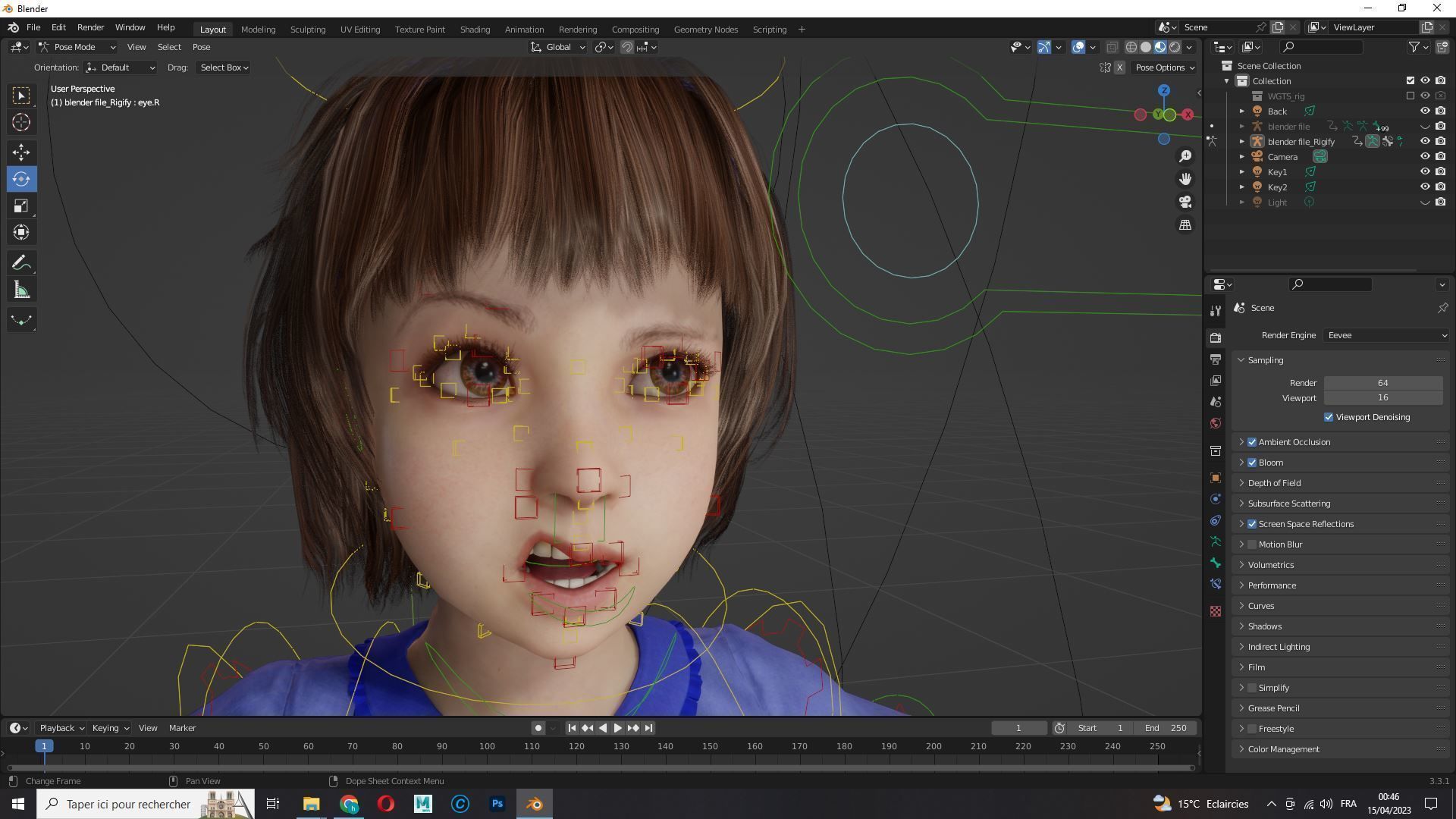 Olivia - Tiny Treasures Cute Child in a Blue Robe Low-poly 3D model_16