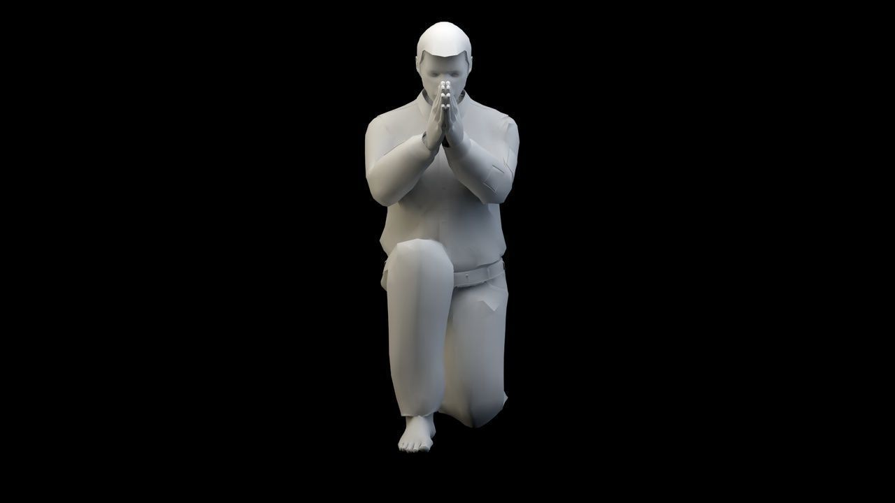  kneeling 3D print model_4