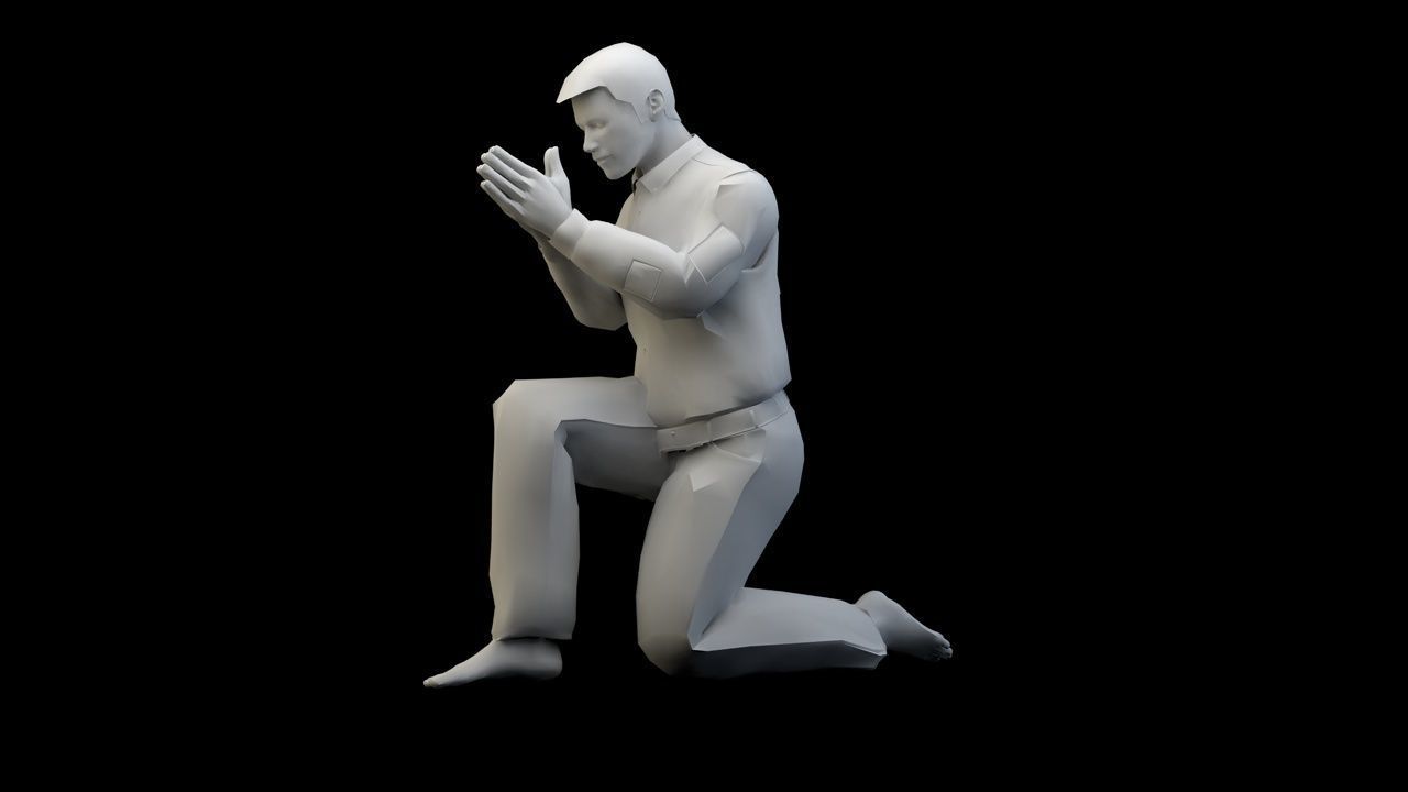  kneeling 3D print model_6