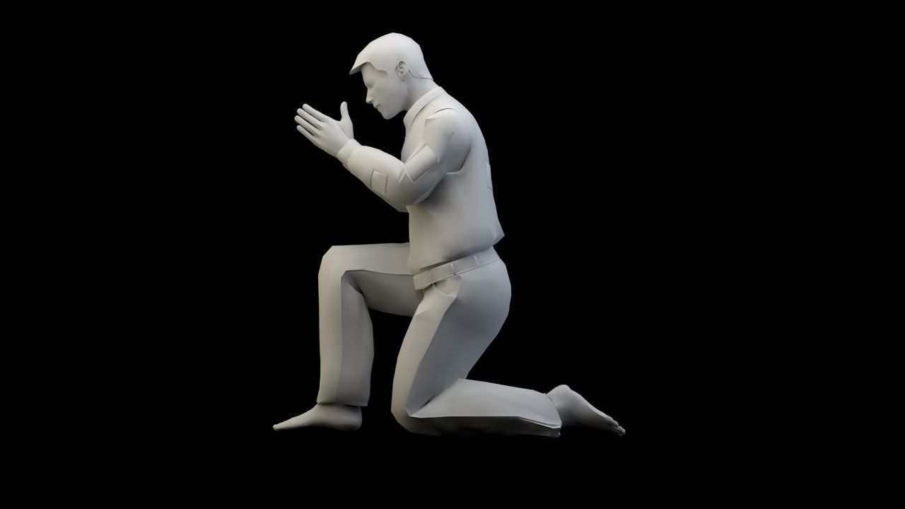  kneeling 3D print model_7