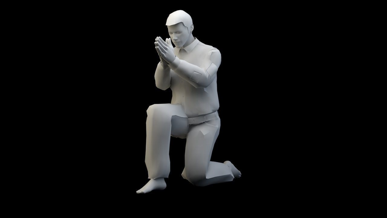  kneeling 3D print model_5