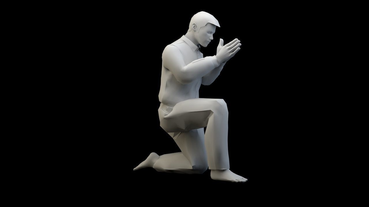  kneeling 3D print model_2
