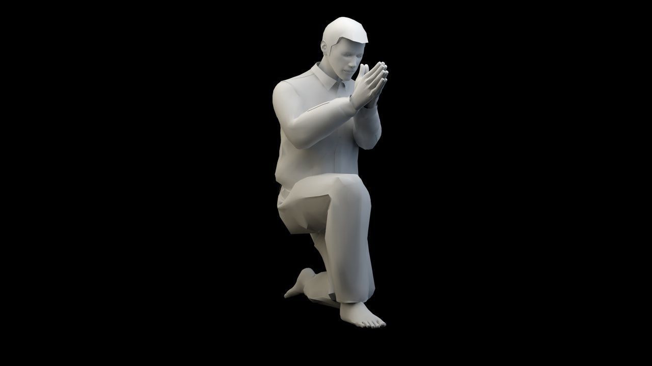  kneeling 3D print model_3