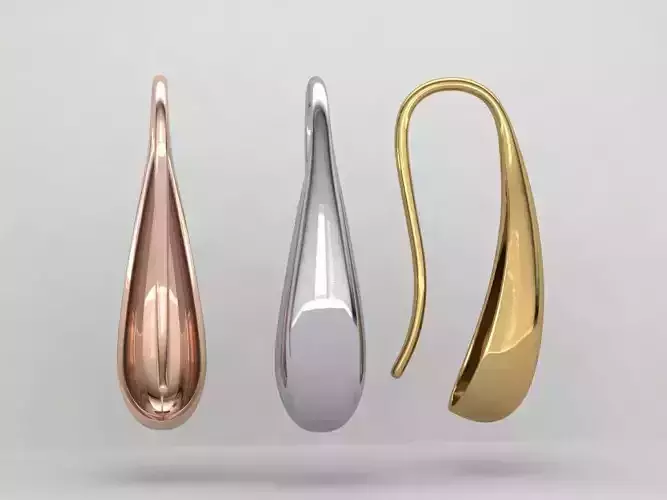 Long Solid Huggie Earrings E 0012 3D print model