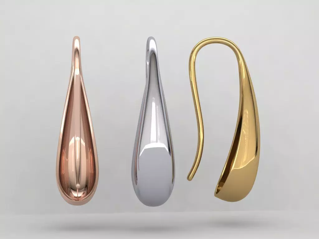 Long Solid Huggie Earrings E 0012 3D print model