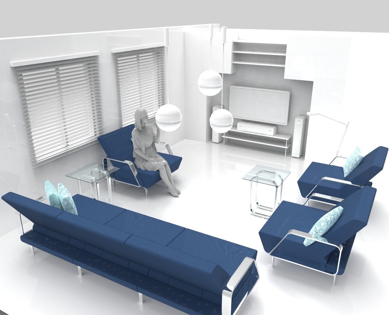 Room with sofa and table  3D model_1