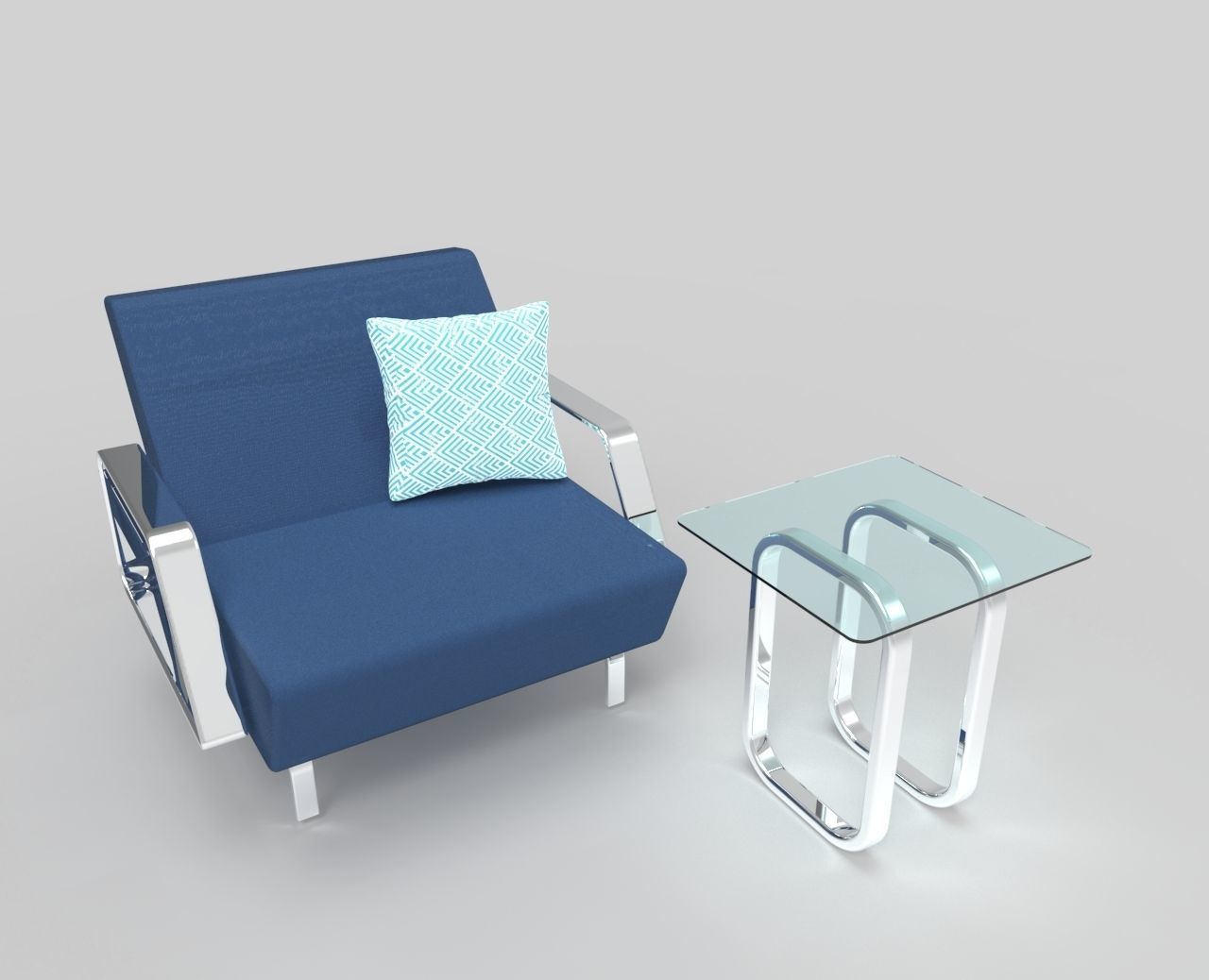 Room with sofa and table  3D model_2